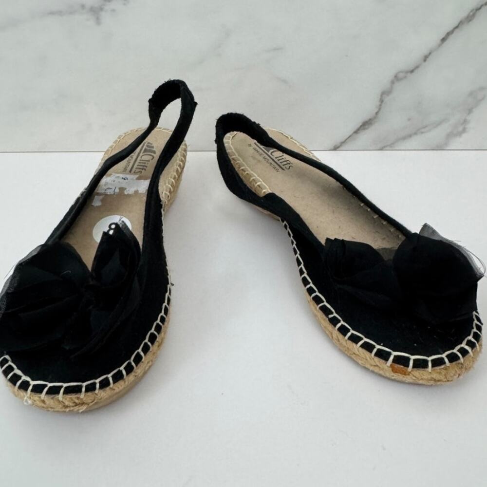 Cliffs By White Mountain Womens Sling Back Fabric Espadrille Size 8 Bow Black